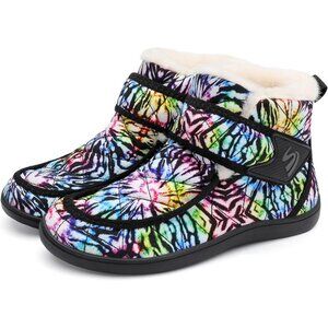Women’s colorBlackWaterproof Snow Boots: Fuzzy, Slip-On Winter Comfort